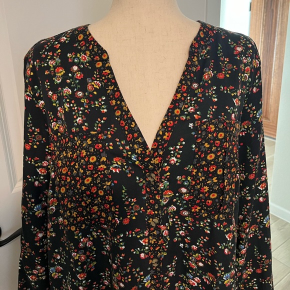 Maeve by Anthropologie Floral Marlie Button Front Tunic Mini Dress size 14 - Picture 5 of 10